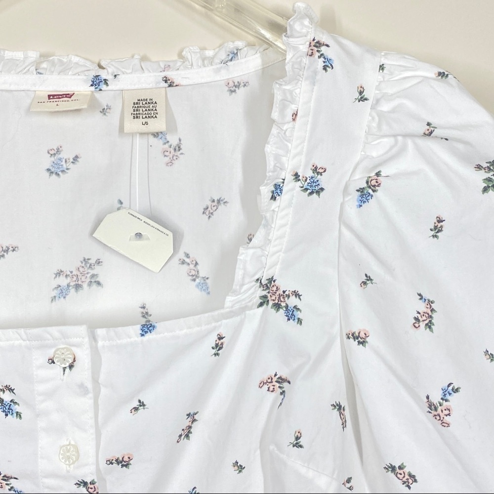 Levi’s New Crop Top Floral White Size L - Picture 6 of 8